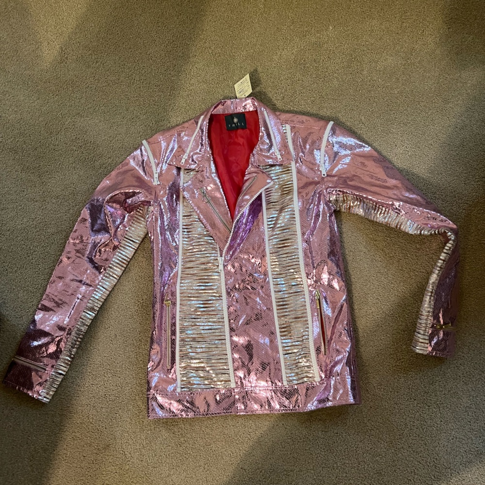 Pink Metallic Jacket with Red Lining